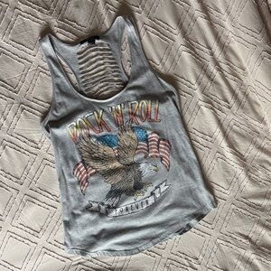 Forever 21 Gray Rock 'N' Roll Eagle Tank Top
